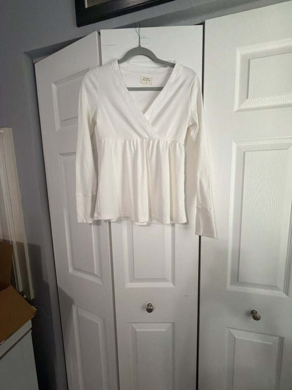 Urban Nation Long Sleeve V-Neck Ribbed Babydoll Top